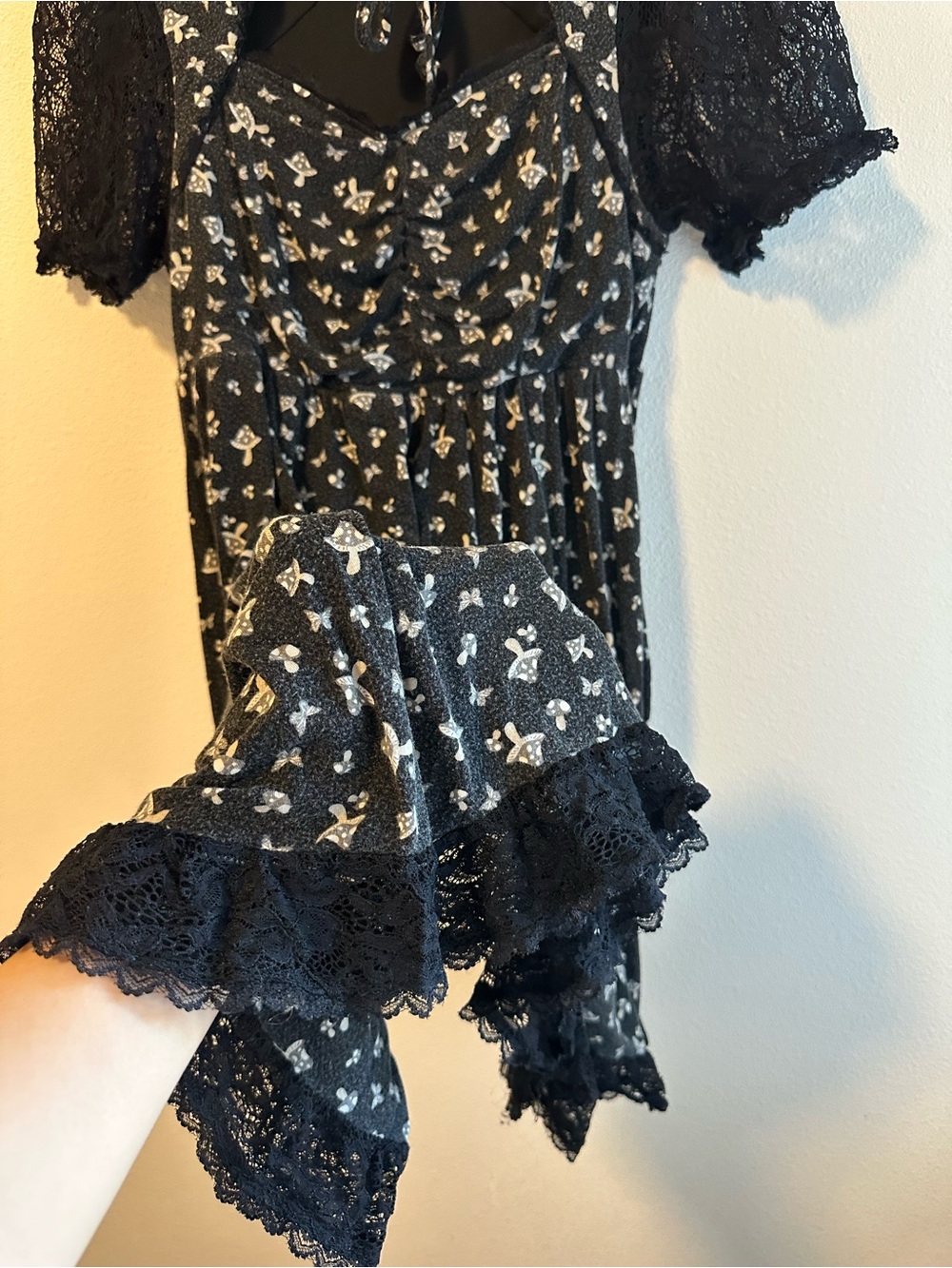 Hot Topic Black mushroom Lace Sleeve Dress - Picture 5 of 6